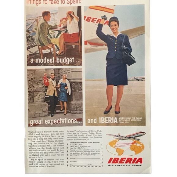 Vintage 1965 Iberia Things to Take to Spain Ad Advertisement - Picture 2 of 4